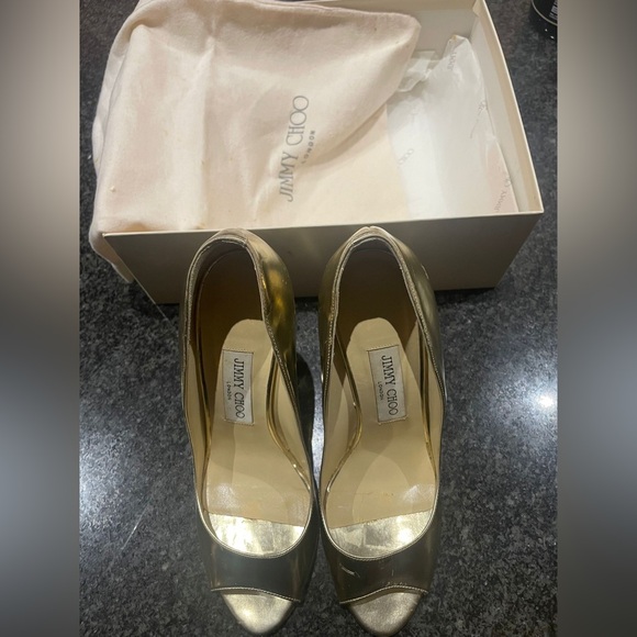 Gold Jimmy Choo platform shoes - pre-loved but good condition - Picture 4 of 5